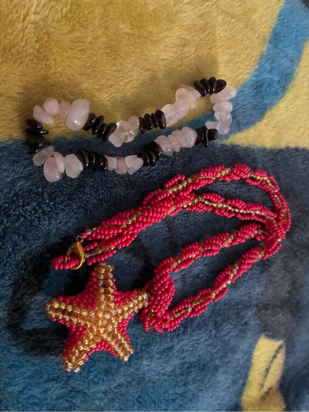Beaded Starfish Necklace and Gemstone Bracelet Set - handmade - Picture 2 of 4